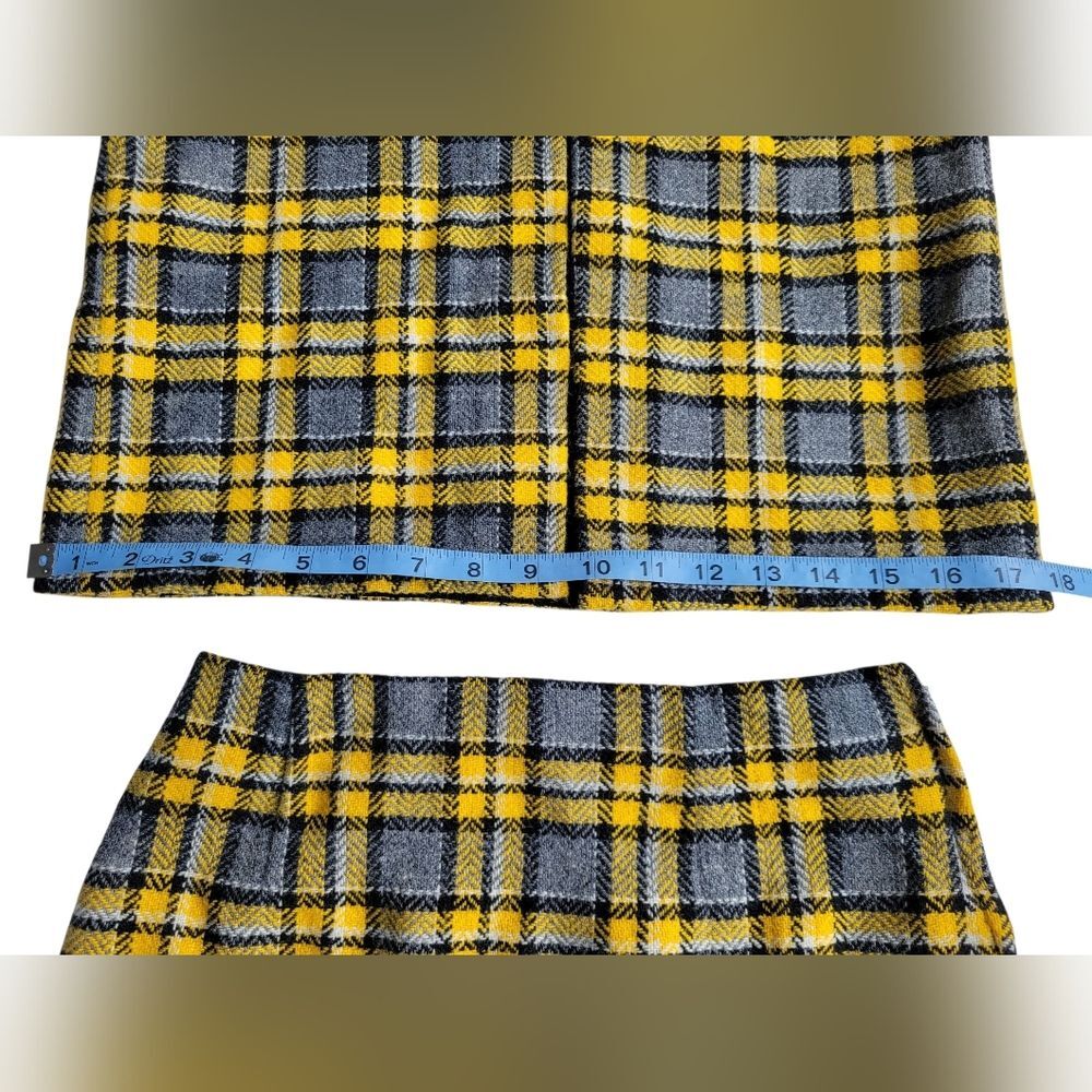 1960s Vintage Handmade Plaid Vest & Mini Skirt Set XS Mod Punk Two Piece - Picture 8 of 16